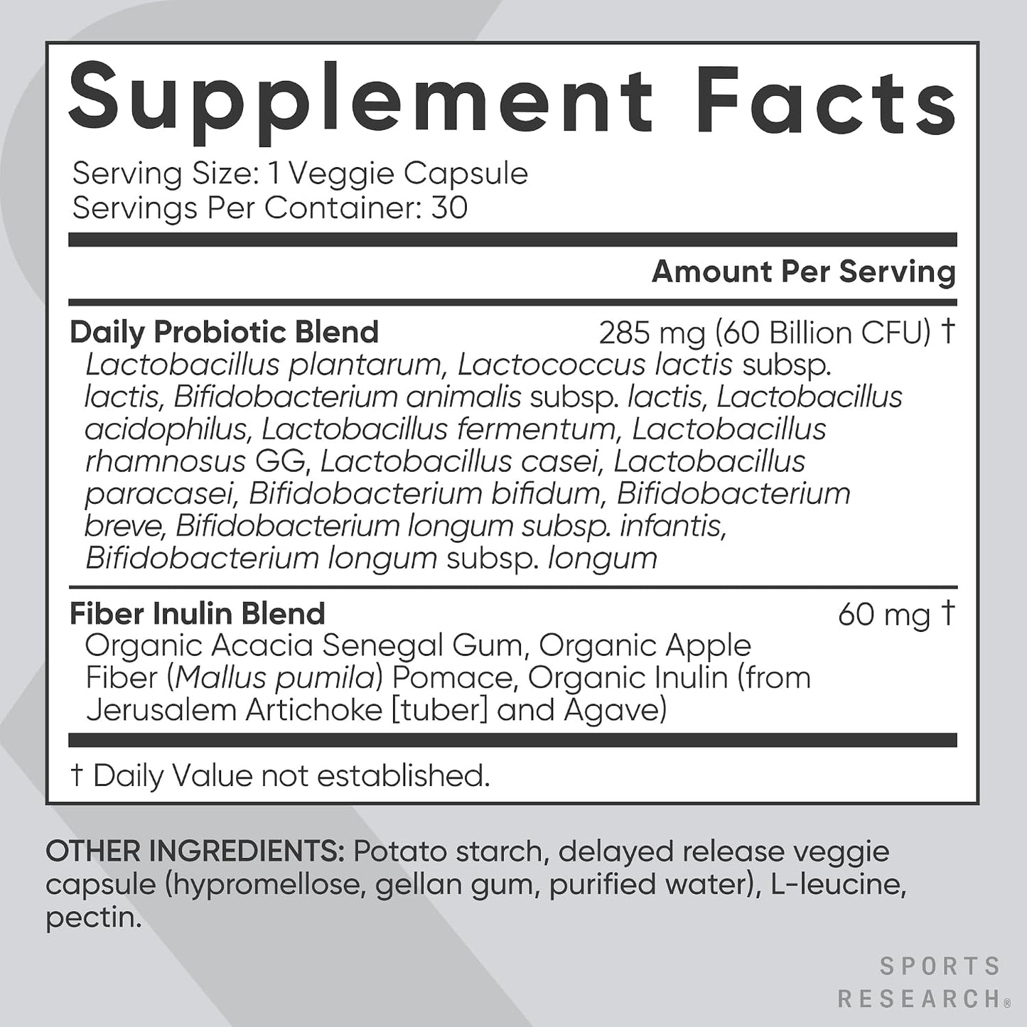 Probiotic 60 Billion (30 veggie capsules)